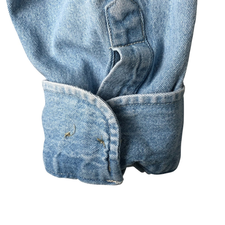 90'S Timberland WEATHERGEAR Long Sleeve Denim Shirt Men's Medium Vintage cotton Blue type light blue Vintage Second Hand