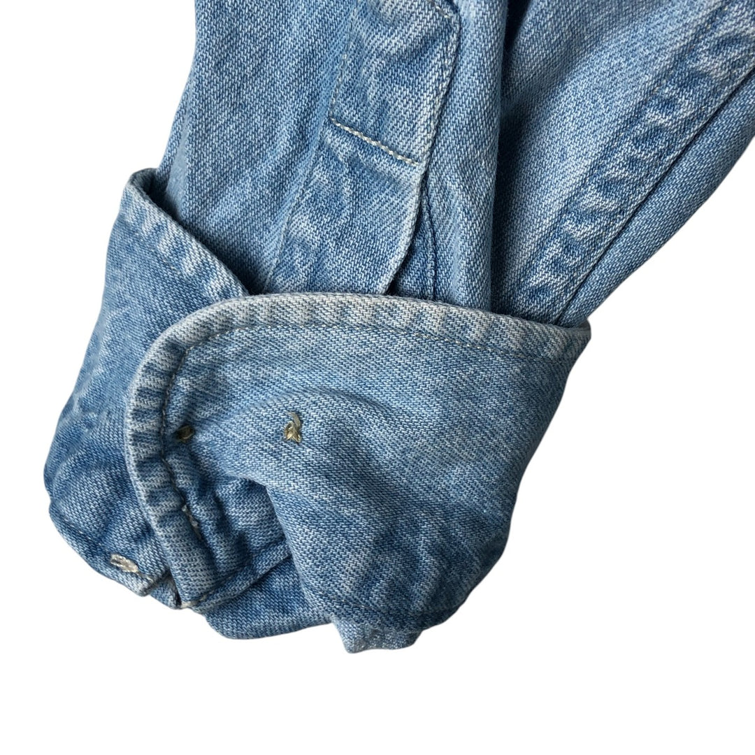 90'S Timberland WEATHERGEAR Long Sleeve Denim Shirt Men's Medium Vintage cotton Blue type light blue Vintage Second Hand
