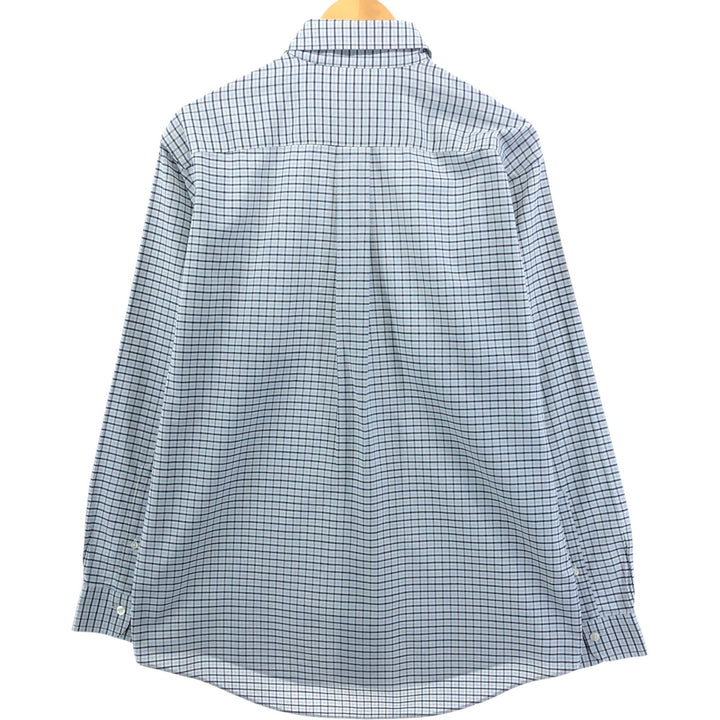 Brooks Brothers Est.1818 Long Sleeve Button-Down Check Shirt, Men's Size M Supima Cotton navy blue type Vintage Second Hand