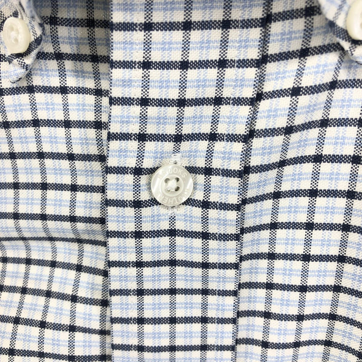 Brooks Brothers Est.1818 Long Sleeve Button-Down Check Shirt, Men's Size M Supima Cotton navy blue type Vintage Second Hand
