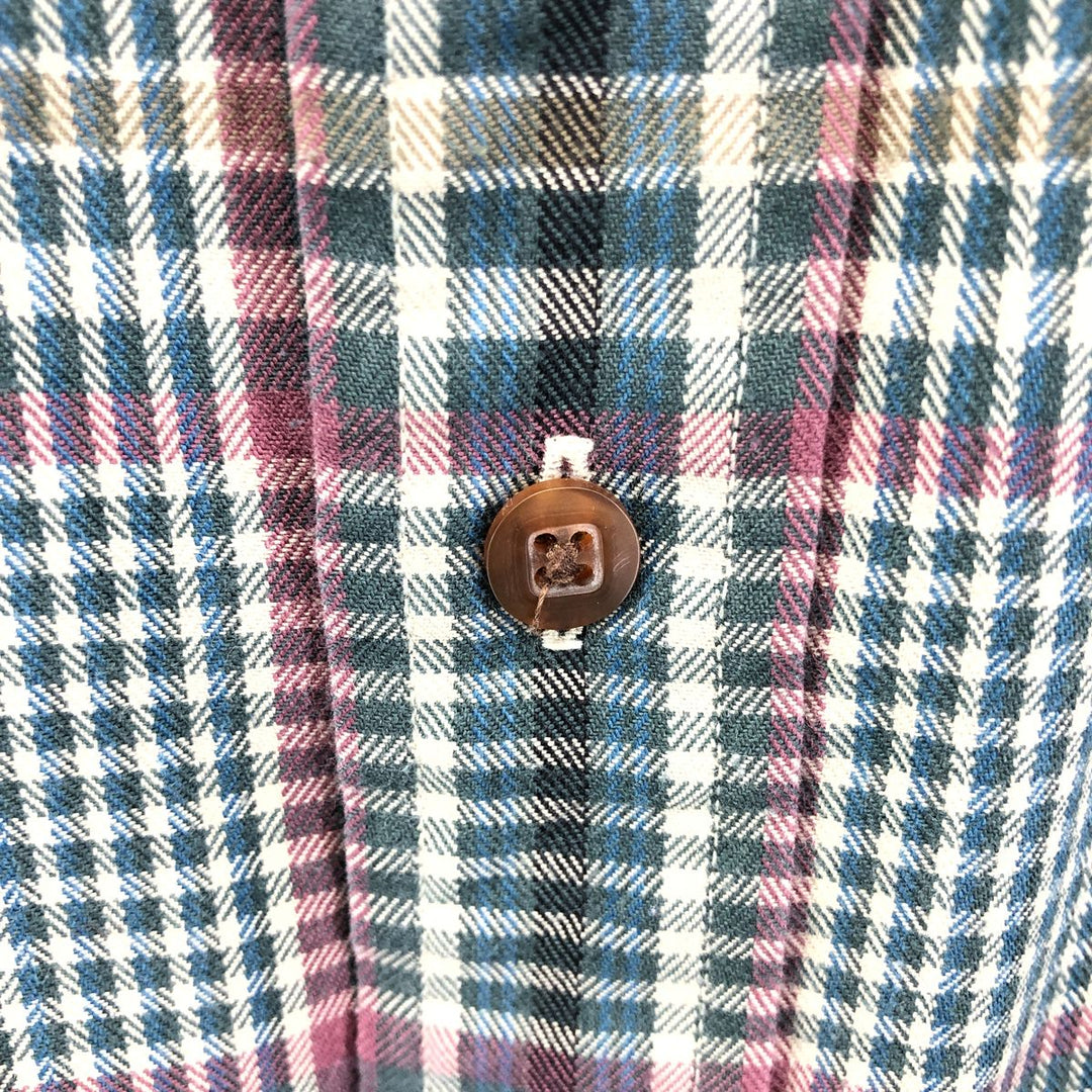 LLBean Long Sleeve Cotton Check Shirt, Men's XL Size cotton Green type dark green Vintage Second Hand