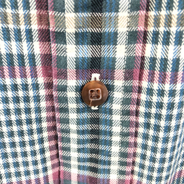 LLBean Long Sleeve Cotton Check Shirt, Men's XL Size cotton Green type dark green Vintage Second Hand