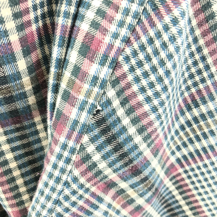 LLBean Long Sleeve Cotton Check Shirt, Men's XL Size cotton Green type dark green Vintage Second Hand
