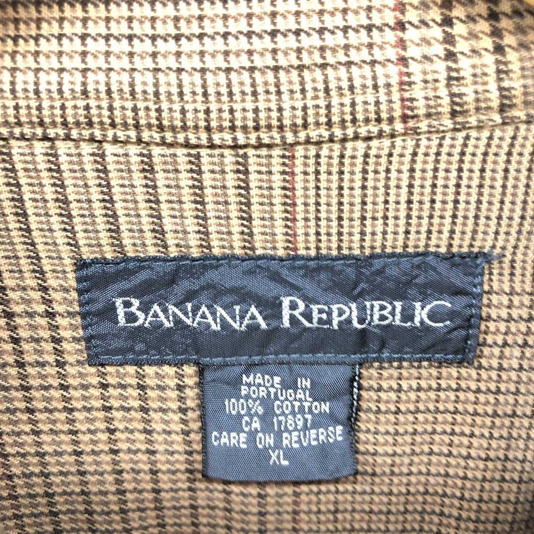 00'S Banana Republic Gun Club Check Long Sleeve Button-Down Check Shirt Men's XL cotton brown type Vintage Second Hand