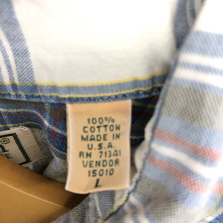 80'S LLBean Long Sleeve Check Shirt Made in USA Men's Size L Vintage cotton multicolor Vintage Second Hand