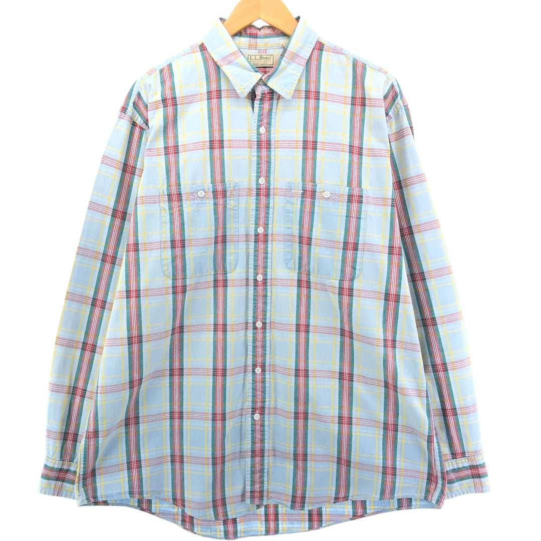 80'S LLBean Long Sleeve Check Shirt Made in USA Men's XL Vintage cotton multicolor Vintage Second Hand