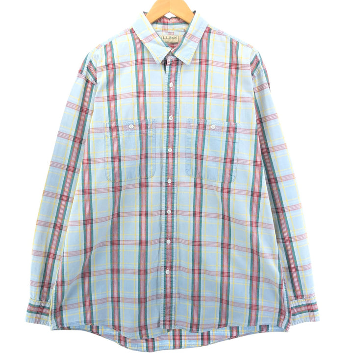 80'S LLBean Long Sleeve Check Shirt Made in USA Men's XL Vintage cotton multicolor Vintage Second Hand
