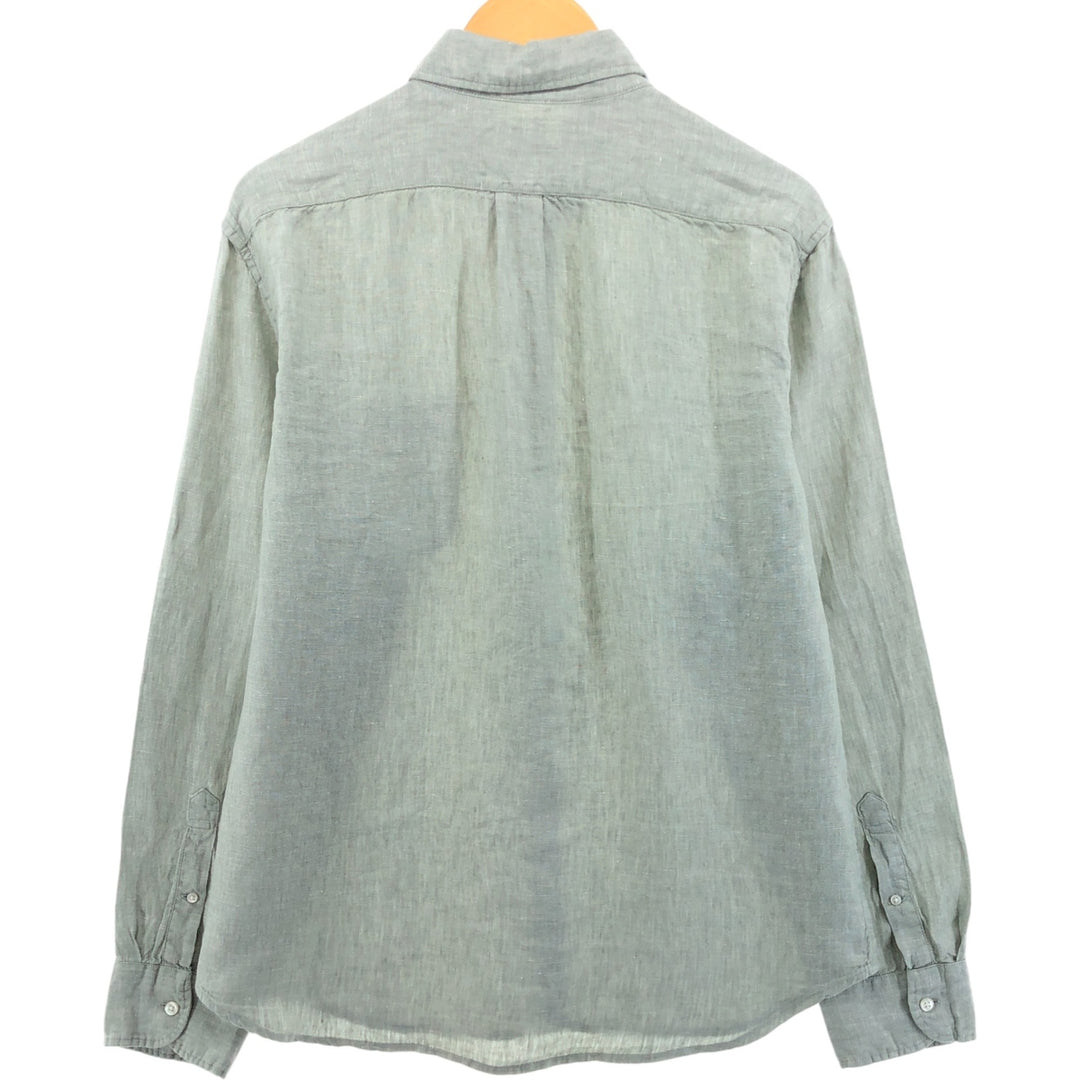 J.Crew Vintage long sleeve linen button-down shirt, men's size L linen green type Vintage Second Hand
