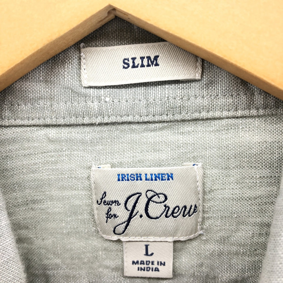 J.Crew Vintage long sleeve linen button-down shirt, men's size L linen green type Vintage Second Hand