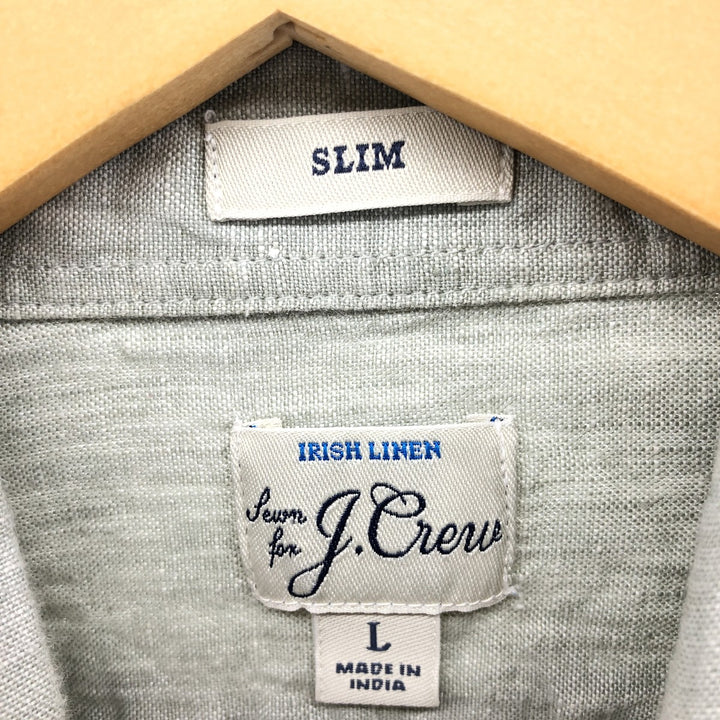 J.Crew Vintage long sleeve linen button-down shirt, men's size L linen green type Vintage Second Hand