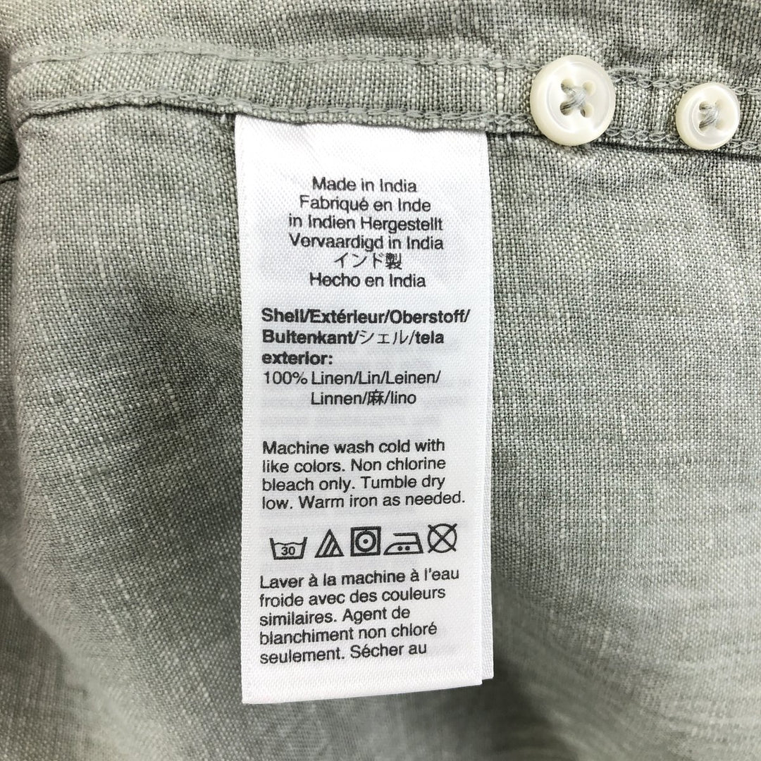 J.Crew Vintage long sleeve linen button-down shirt, men's size L linen green type Vintage Second Hand