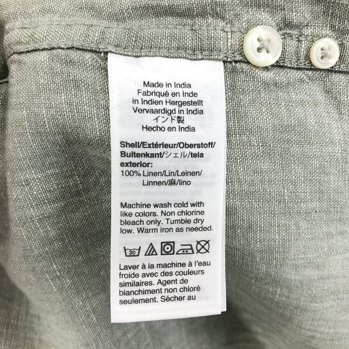 J.Crew Vintage long sleeve linen button-down shirt, men's size L linen green type Vintage Second Hand