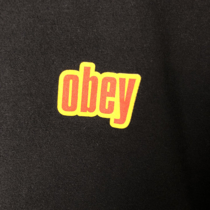 OBEY Back Print Long T-Shirt Long T Women's Size L cotton black type Vintage Second Hand