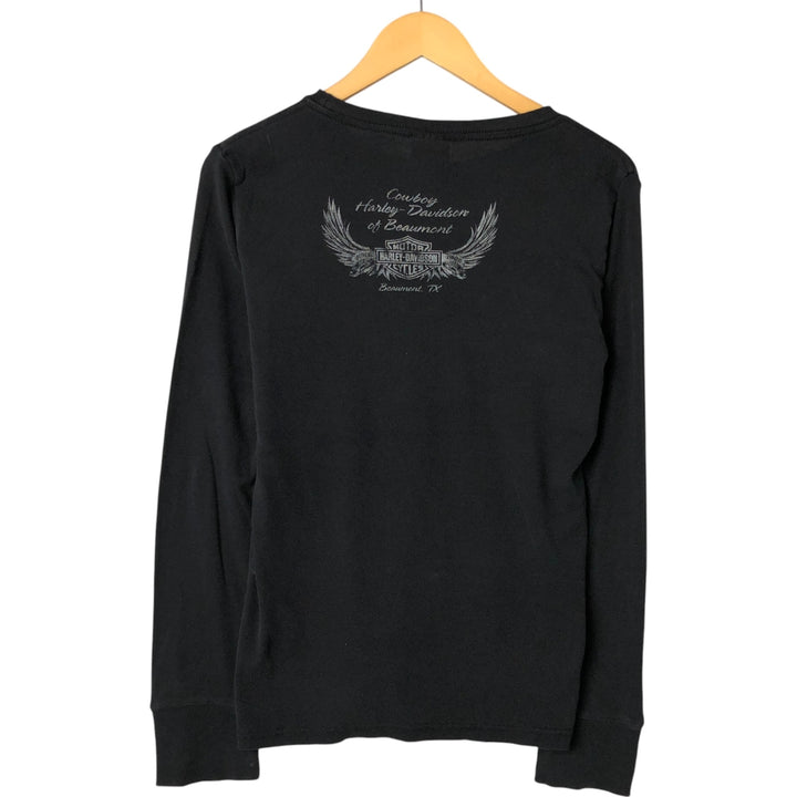 Harley-Davidson Long Sleeve T-Shirt for Women (Size M) cotton black type Vintage Second Hand