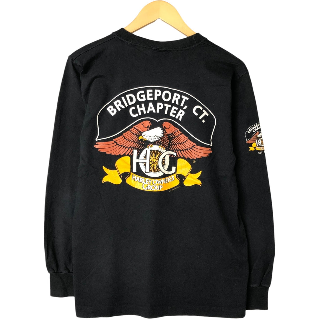 Harley-Davidson Eagle Pattern Back Print Long Sleeve T-Shirt Made in USA Women's M Size cotton black type Vintage Second Hand