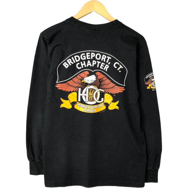 Harley-Davidson Eagle Pattern Back Print Long Sleeve T-Shirt Made in USA Women's M Size cotton black type Vintage Second Hand