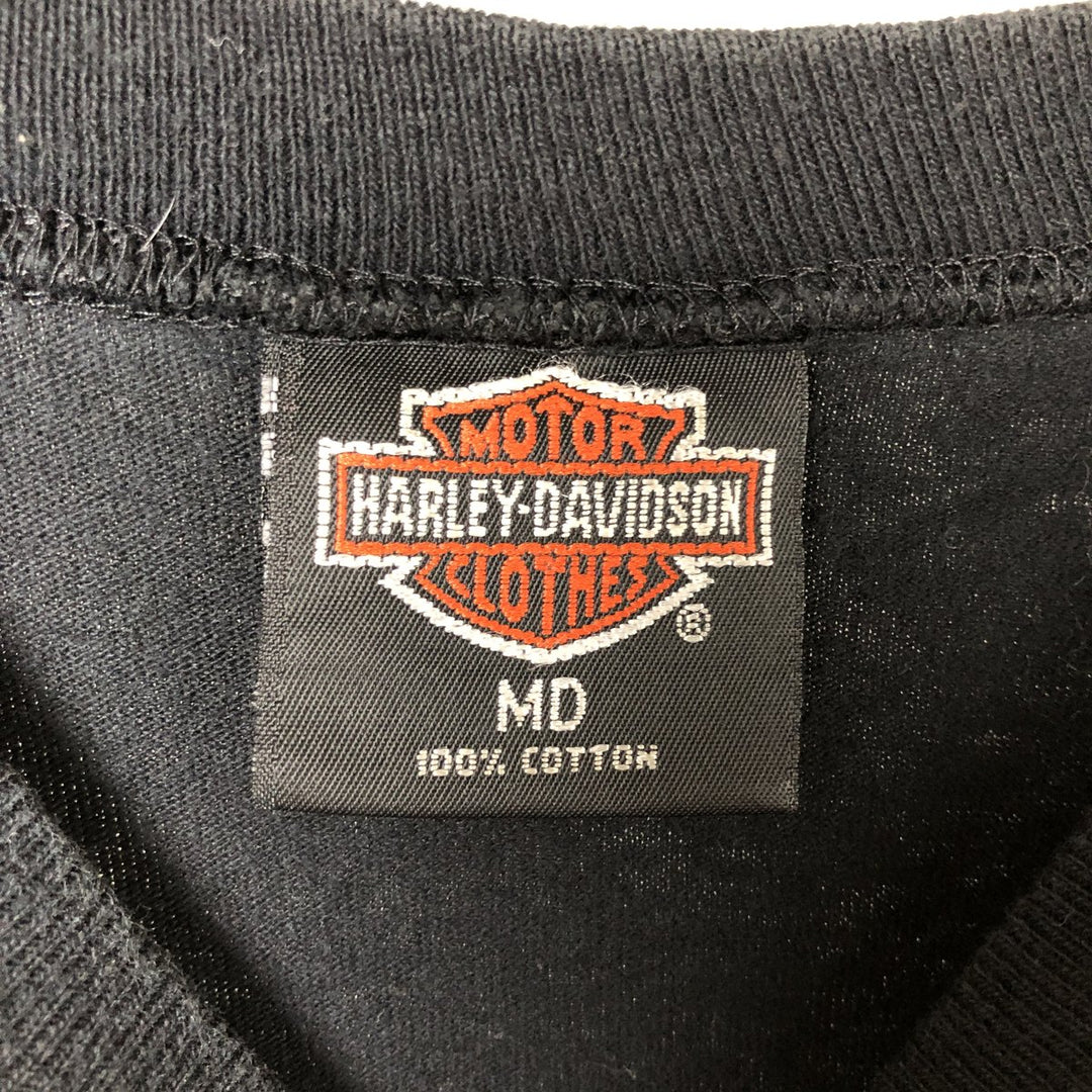 Harley-Davidson Eagle Pattern Back Print Long Sleeve T-Shirt Made in USA Women's M Size cotton black type Vintage Second Hand