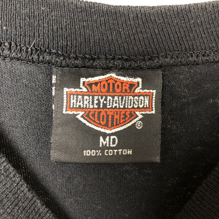 Harley-Davidson Eagle Pattern Back Print Long Sleeve T-Shirt Made in USA Women's M Size cotton black type Vintage Second Hand