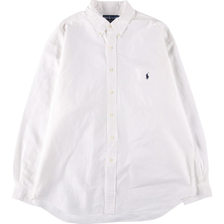 Ralph Lauren BIG SHIRT Long sleeve button down shirt Men's XL size cotton white type Vintage Second Hand
