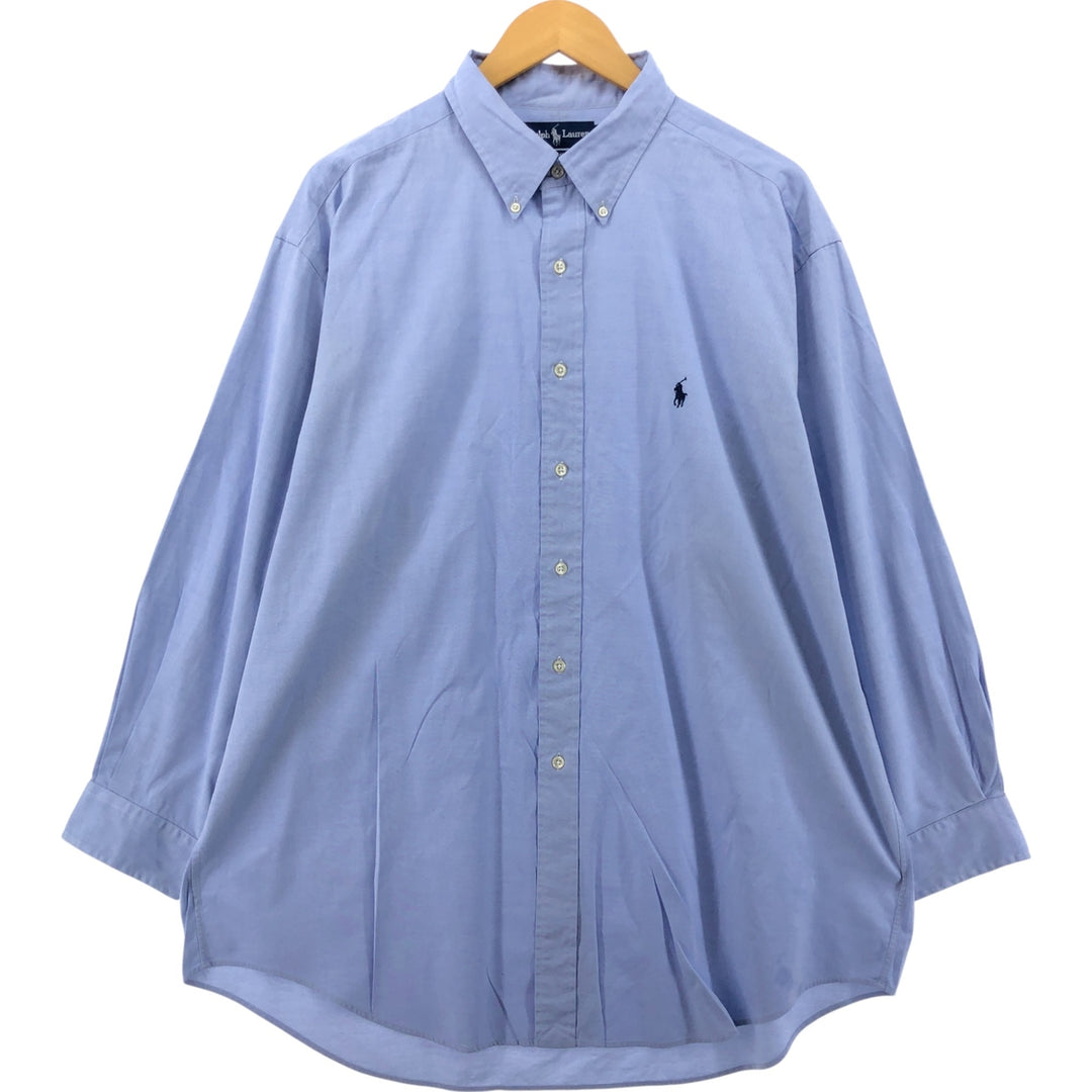 Ralph Lauren YARMOUTH long sleeve button down shirt, men's XL size cotton Blue type light blue Vintage Second Hand
