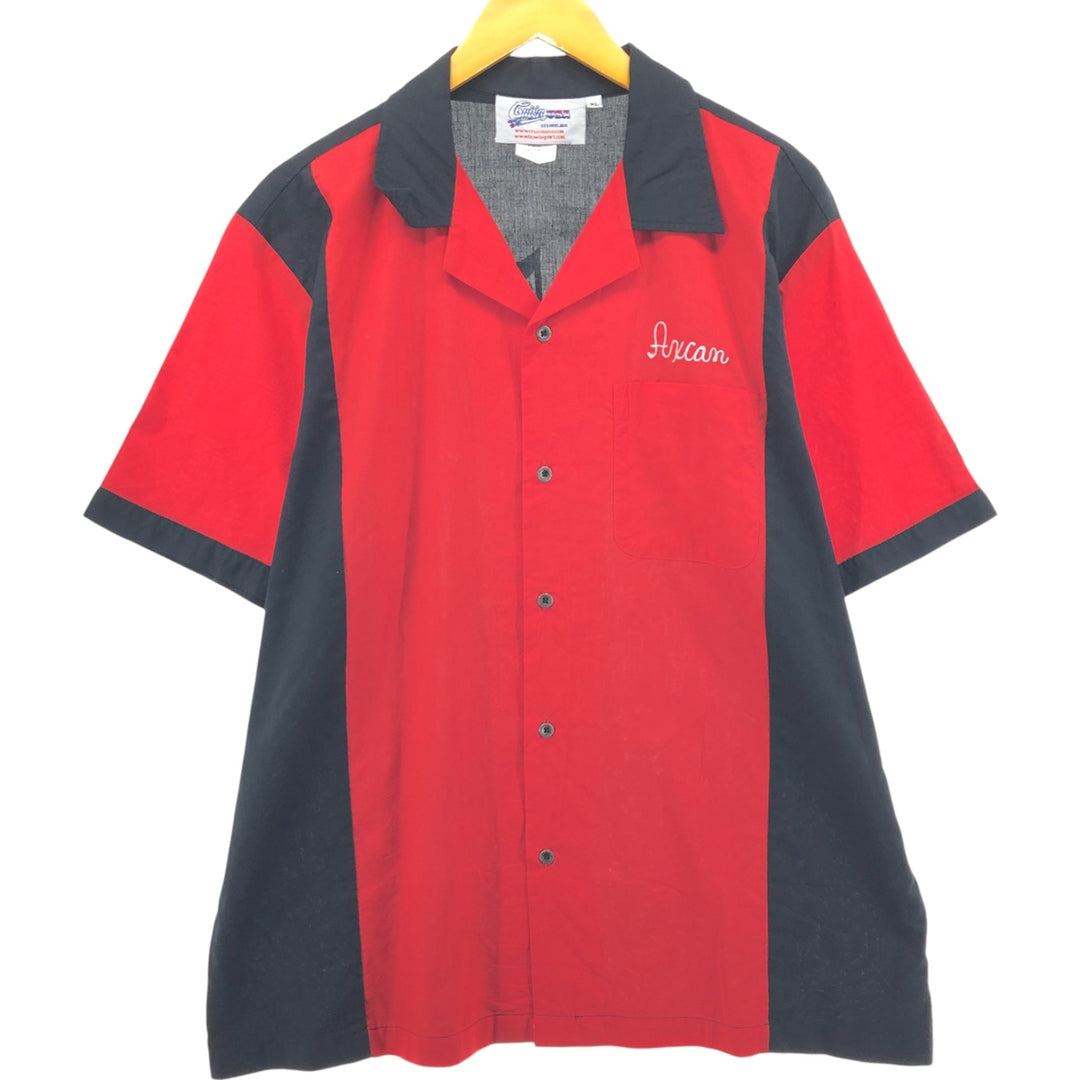 CRUISIN USA Open Collar Back Print Bowling Shirt Box Shirt Men's XL Size cotton red type Vintage Second Hand
