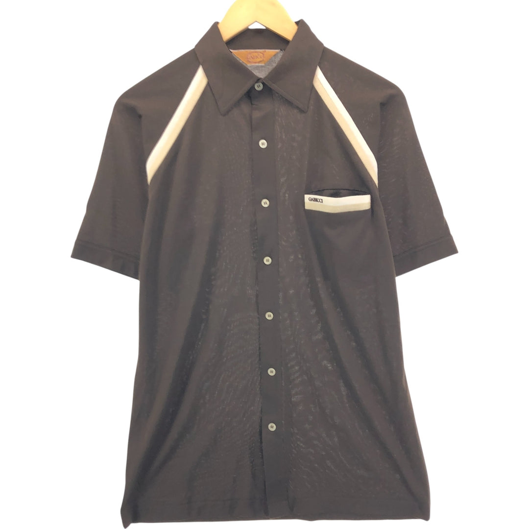 GABICCI Short Sleeve Polyester Box Shirt, Men's M Size polyester brown type Vintage Second Hand