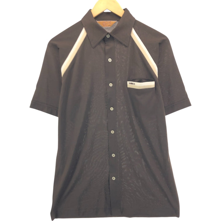 GABICCI Short Sleeve Polyester Box Shirt, Men's M Size polyester brown type Vintage Second Hand