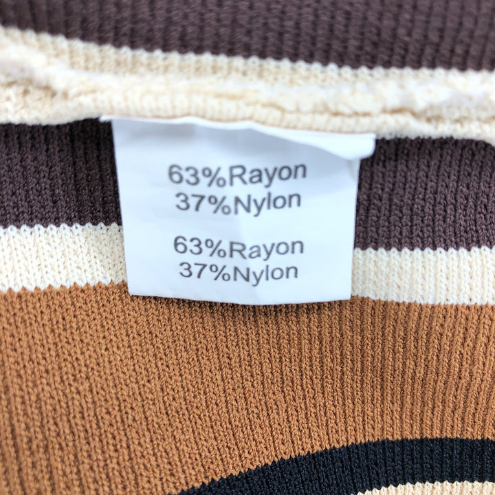 PAUL JONES Stripe Pattern Short Sleeve Rayon Shirt Box Shirt Men's XL Rayon brown type Vintage Second Hand