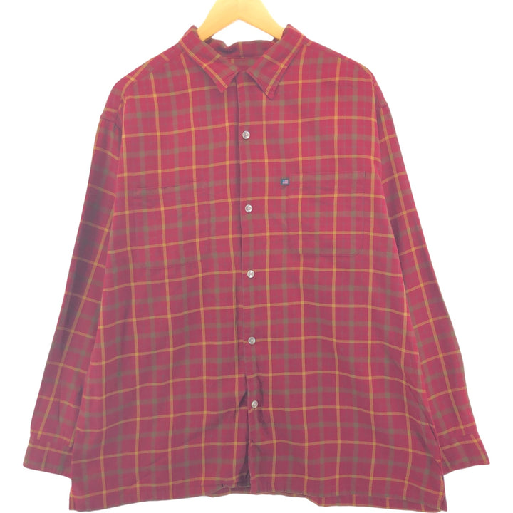 00'S Ralph Lauren POLO JEANS CO RALPH LAUREN Long Sleeve Light Flannel Check Shirt Box Shirt Men's Size L cotton red type Vintage Second Hand