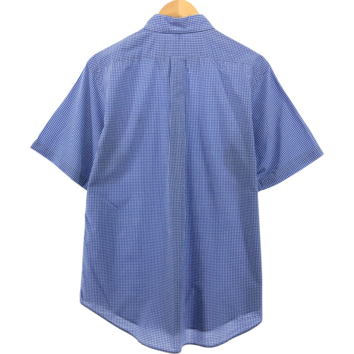 Ralph Lauren Classic Fit Gingham Check Short Sleeve Button Down Check Shirt Men's M cotton Blue type light blue Vintage Second Hand