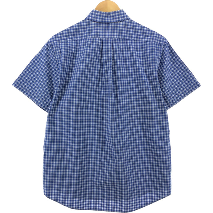 Ralph Lauren Classic Fit short sleeve button down check shirt, men's size L cotton blue type Vintage Second Hand