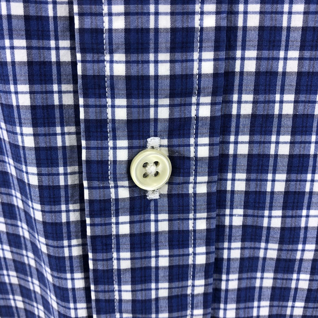 Ralph Lauren Classic Fit short sleeve button down check shirt, men's size L cotton blue type Vintage Second Hand