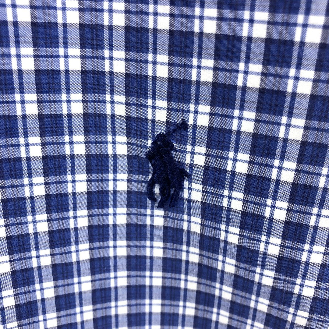 Ralph Lauren Classic Fit short sleeve button down check shirt, men's size L cotton blue type Vintage Second Hand