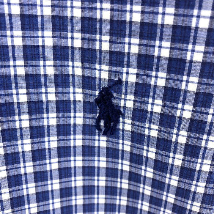 Ralph Lauren Classic Fit short sleeve button down check shirt, men's size L cotton blue type Vintage Second Hand