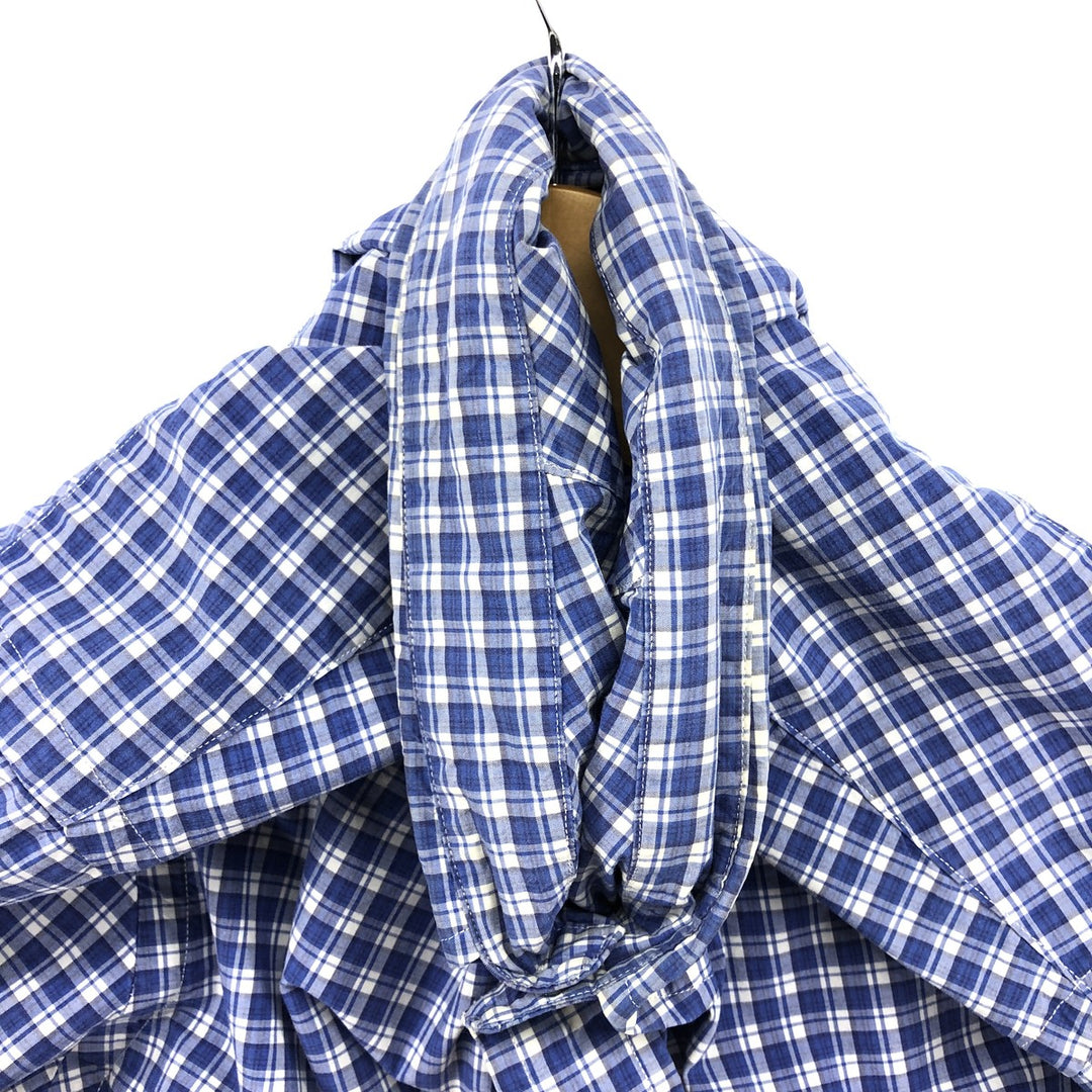 Ralph Lauren Classic Fit short sleeve button down check shirt, men's size L cotton blue type Vintage Second Hand