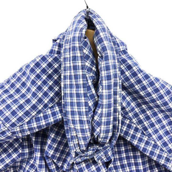 Ralph Lauren Classic Fit short sleeve button down check shirt, men's size L cotton blue type Vintage Second Hand