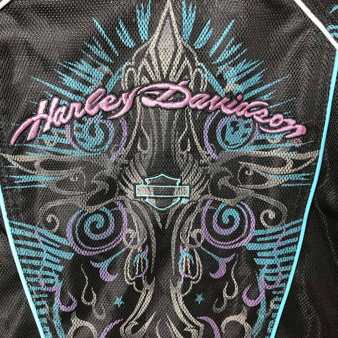 Harley-Davidson RIDING GEAR Tribal Pattern Mesh Racing Jacket Women's XS polyester black type Vintage Second Hand