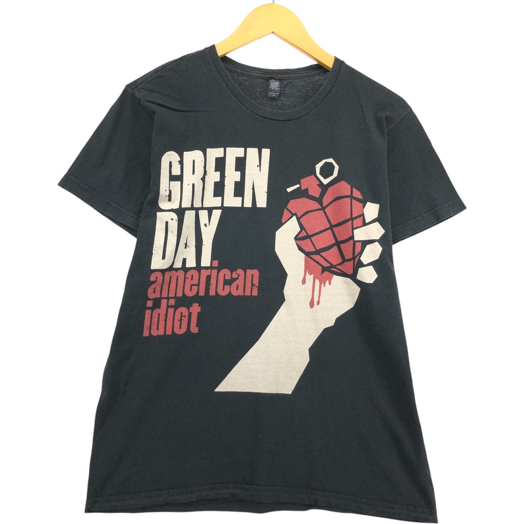 Bay Island GREEN DAY Green Day Band T-shirt Band Tee Men's M size cotton black type Vintage Second Hand