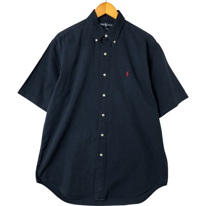 Ralph Lauren BLAIRE short sleeve button down shirt, men's size M cotton Navy blue Vintage Second Hand