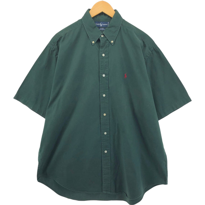 Ralph Lauren BLAIRE short sleeve button down shirt, men's size L cotton green type Vintage Second Hand