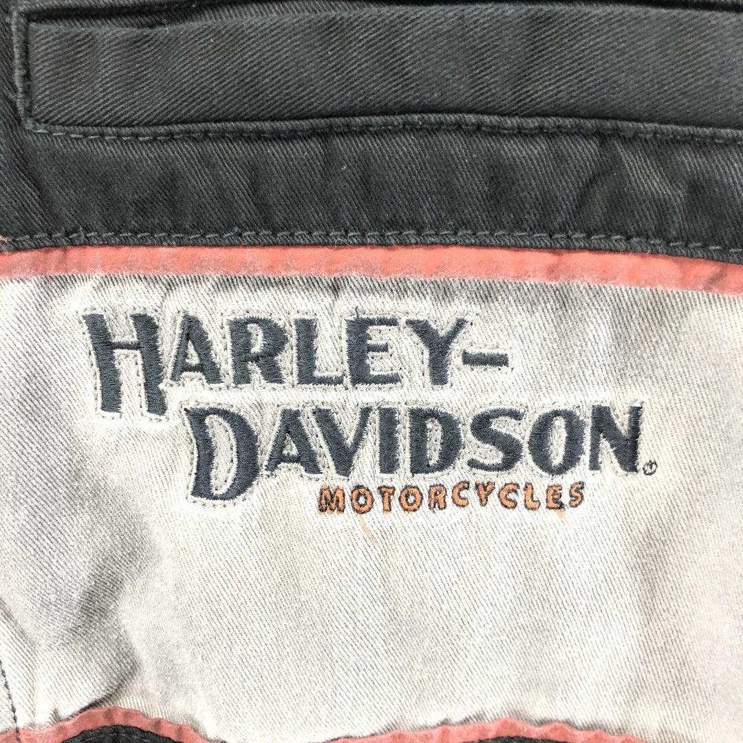 Harley-Davidson Lined Hidden Button-Down Short Sleeve Work Shirt, Men's Size M cotton black type Vintage Second Hand