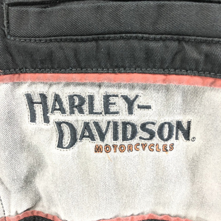 Harley-Davidson Lined Hidden Button-Down Short Sleeve Work Shirt, Men's Size M cotton black type Vintage Second Hand