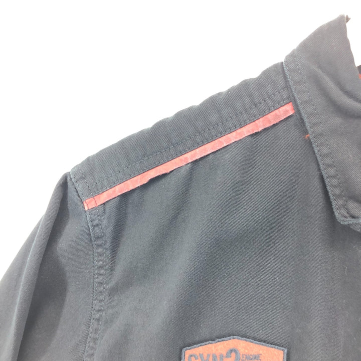 Harley-Davidson Lined Hidden Button-Down Short Sleeve Work Shirt, Men's Size M cotton black type Vintage Second Hand