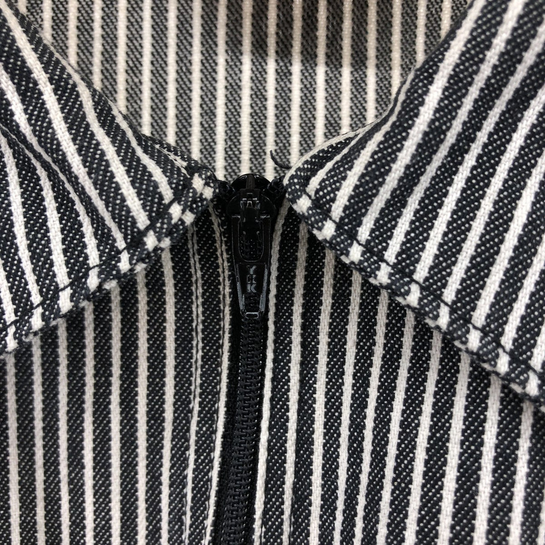 90'S Ben Davis Stripe Pattern Half Zip Short Sleeve Work Shirt Box Shirt Made in USA Men's M Size Vintage cotton black type Vintage Second Hand