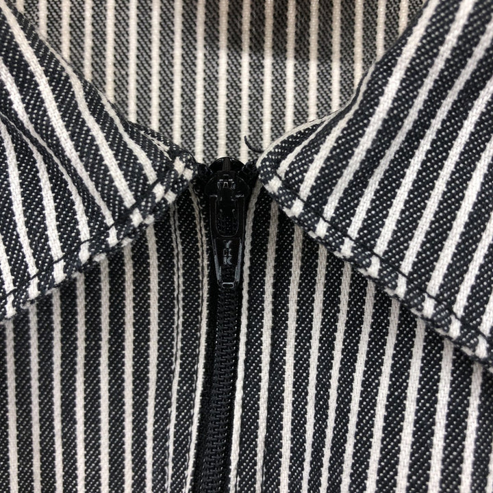 90'S Ben Davis Stripe Pattern Half Zip Short Sleeve Work Shirt Box Shirt Made in USA Men's M Size Vintage cotton black type Vintage Second Hand