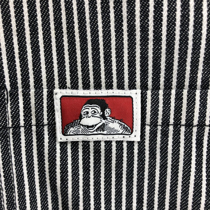 90'S Ben Davis Stripe Pattern Half Zip Short Sleeve Work Shirt Box Shirt Made in USA Men's M Size Vintage cotton black type Vintage Second Hand