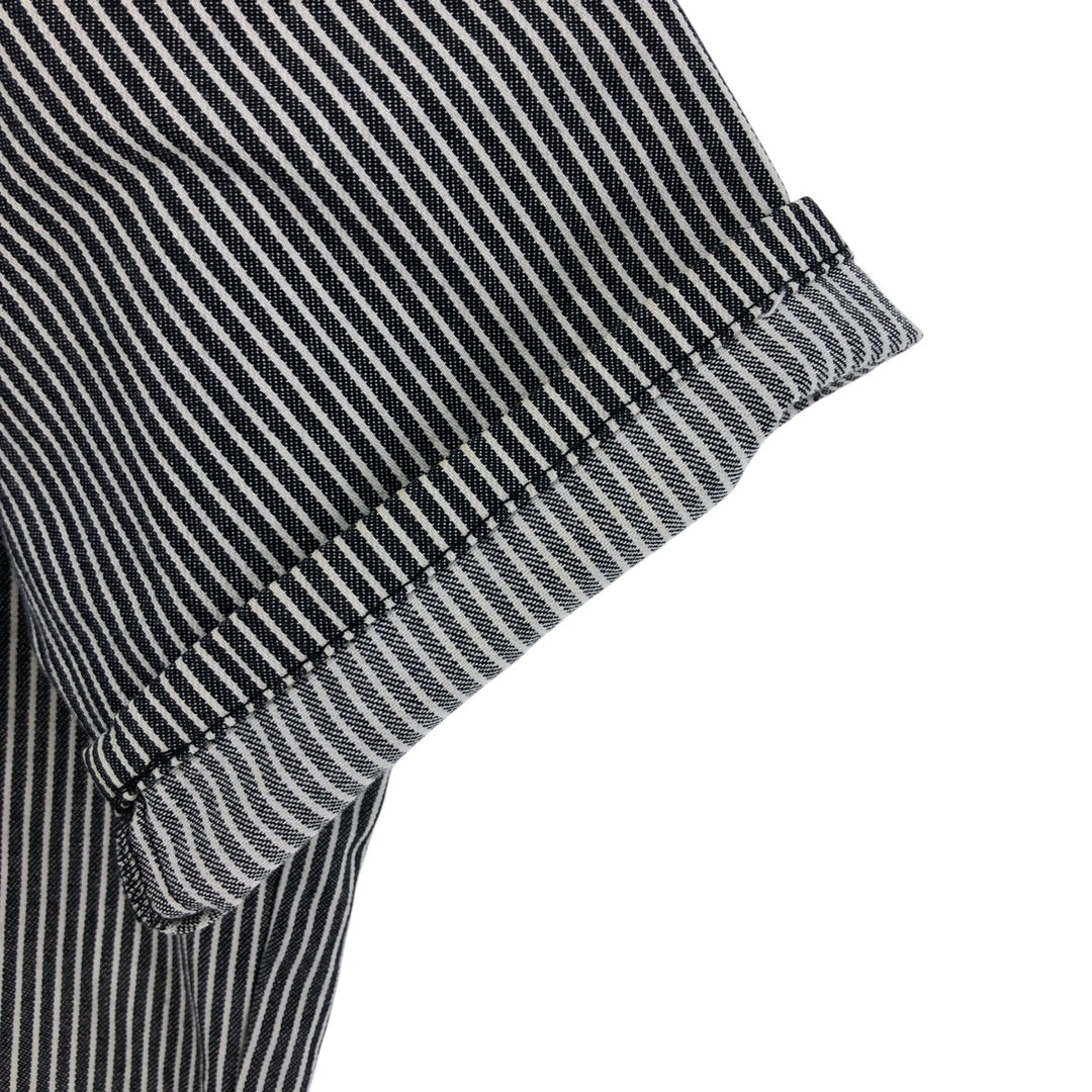 90'S Ben Davis Stripe Pattern Half Zip Short Sleeve Work Shirt Box Shirt Made in USA Men's M Size Vintage cotton black type Vintage Second Hand