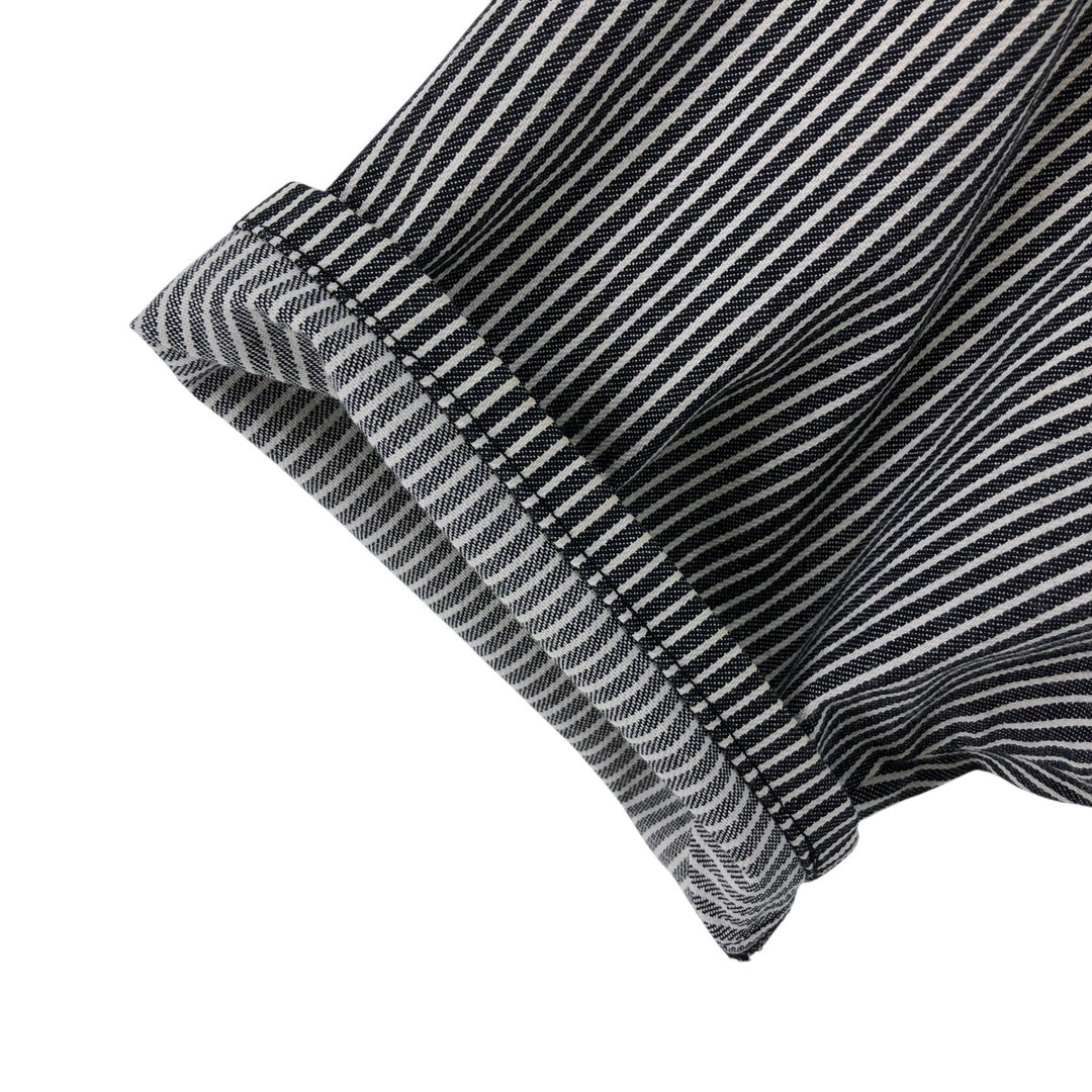 90'S Ben Davis Stripe Pattern Half Zip Short Sleeve Work Shirt Box Shirt Made in USA Men's M Size Vintage cotton black type Vintage Second Hand