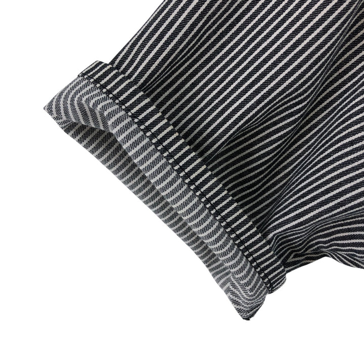 90'S Ben Davis Stripe Pattern Half Zip Short Sleeve Work Shirt Box Shirt Made in USA Men's M Size Vintage cotton black type Vintage Second Hand