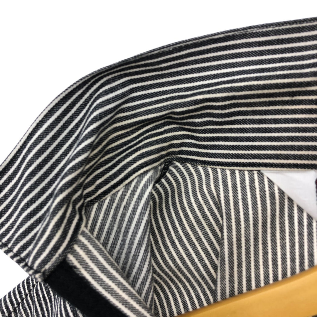 90'S Ben Davis Stripe Pattern Half Zip Short Sleeve Work Shirt Box Shirt Made in USA Men's M Size Vintage cotton black type Vintage Second Hand